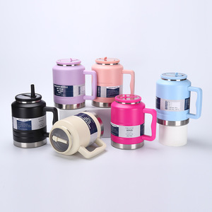 2025 <span class=keywords><strong>Emerit</strong></span> vente en gros personnalisé 1.5L 2L grande capacité Double paroi en acier inoxydable isolé sous vide large bouche poignée de paille gobelets - Product Image 3