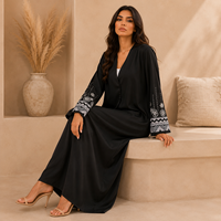 Nouvelle Abaya d'Usine OEM/ODM Dubaï, Kimono Islamique de Luxe pour l'Aïd, Robe Musulmane Femme, Abaya Somptueuse Florale Texturée en 3D et Pudique