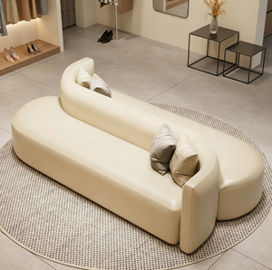 Sofá Curvo Moderno de Dos Lados en Cuero para Sala de Espera, Salón de Belleza, Recepción de Hotel, Edificio de Oficinas - Product Image 3