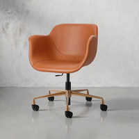 [En Stock] Chaise d'ordinateur en cuir design, chaise de bureau décontractée de luxe léger, chaise de bureau à domicile confortable, ergonomique et réglable en hauteur haut de gamme