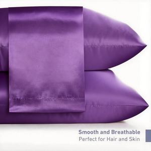 Sarung bantal Mewah Murah Kualitas Tinggi sarung bantal Satin pendingin sutra untuk rambut dan kulit kurang keriting sarung bantal ungu - Product Image 3