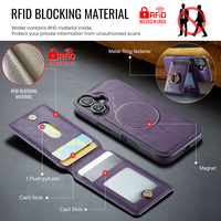 Étui magnétique pour iPhone 17/16, support portefeuille détachable 2-en-1 avec RFID, vente en gros d'étuis portefeuille pour téléphone portable