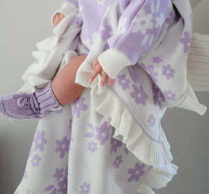 Manta Envolvente <span class=keywords><strong>para</strong></span> Bebé Personalizada, Reversible, de Algodón Orgánico, Estilo Princesa, con Estampado Floral, de Doble Cara, con Volantes, Regalo <span class=keywords><strong>para</strong></span> Recién Nacido - Product Image 2