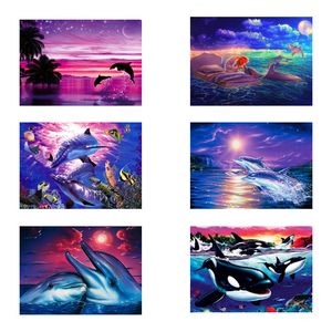 5D fai da te diamante pieno quadrato/rotondo pittura perline paesaggio delfini marini pittura su tela adulto decorazioni per la casa artigianato ricamo animali - Product Image 1