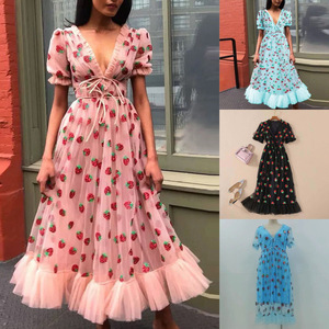 Abiti da donna Sehe Fashion in rete rigida con paillettes a quattro colori a forma di fragola, leggermente attillati - Product Image 2