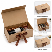 Boîte cadeau en carton kraft de luxe XJY pour vin et whisky, grande taille, avec ruban et couvercle magnétique