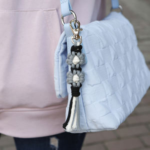 Hand Woven Crochet Cotton Boho Floral Keychain Macrame Women Bag Pendant <strong>Charms</strong> With <strong>Tassels</strong> Purse Backpack Promotional Gift - Product Image 4