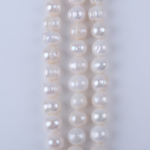 Perles de culture d'eau douce blanches naturelles en gros, 18 cm, presque rondes, 12-13 mm, en vrac, perles de Zhuji - Product Image 2