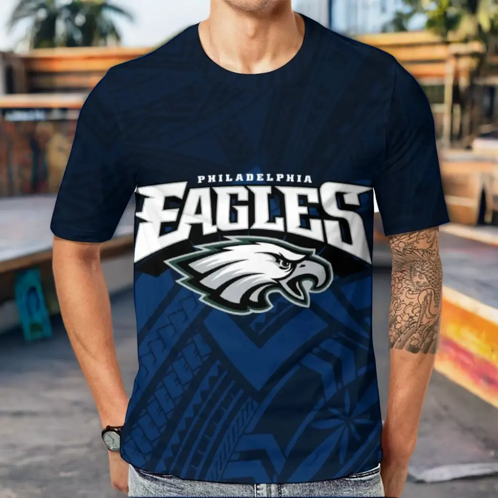 Camisetas personalizadas de talla grande para hombre, camisetas con logotipo de equipo de la Liga de fútbol americano, precio bajo, estampado Tribal polinesio, 32 tejidos de algodón