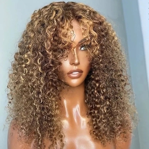 Perruques Lace Front <span class=keywords><strong>Cheveux</strong></span> Humains Bruts Bouclés Longue Durée Couleur <span class=keywords><strong>Blond</strong></span> Mèches 4/27 Sans Colle Avec <span class=keywords><strong>Frange</strong></span> - Product Image 3