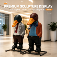Sculpture de canard en fibre de verre, statue d'animal anthropomorphe, taille personnalisable pour la décoration artistique des parcs urbains