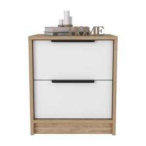 Mesita de noche/gabinete de madera maciza moderna DB, acabado blanco/Pino, dos cajones con manija de metal para uso en apartamentos - Product Image 3