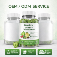 Gummies de Garcinia Cambogia pour la perte de poids, sans sucre, complément minceur naturel, étiquette privée OEM, 60 gummies
