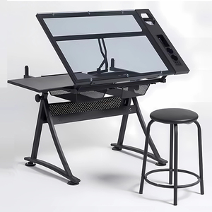 Vente en gros de <span class=keywords><strong>table</strong></span> à <span class=keywords><strong>dessin</strong></span> réglable <span class=keywords><strong>Table</strong></span> de bureau d'art <span class=keywords><strong>Table</strong></span> d'étude de station d'artisanat d'art Dessus en verre trempé - Product Image 2