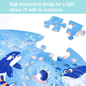 Puzzle en carton gris en forme <span class=keywords><strong>de</strong></span> dauphin <span class=keywords><strong>de</strong></span> 108 pièces, 310x428mm, jouet éducatif pour enfants, apprentissage précoce, Rompecabezas Infantil - Product Image 4