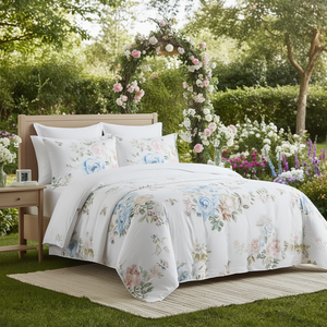 Ensemble de couette en chenille 100% coton, 2 pièces, motif floral, taille super king, pour usage domestique, design plié et cousu - Product Image 2