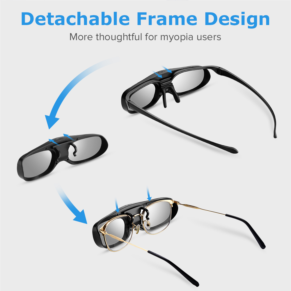 Occhiali 3D Attivi DLP Link Con Batteria Ricaricabile, Frequenza 144 Hz, Per Tutti I Proiettori DLP, Senza Flicker E Senza Ghosting