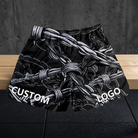 Shorts décontractés pour hommes avec logo personnalisé, imprimé fil de fer barbelé, taille mi-haute, élastiques, respirants, en polyester, impression par sublimation