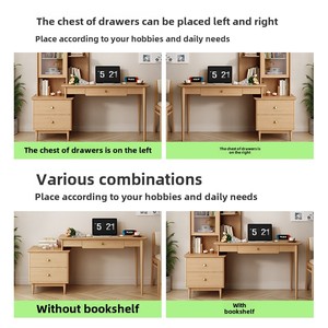 Modern Simple Home Study Schlafzimmer L-förmiger Massivholz schreibtisch und Bücherregal Integrierter faltbarer <span class=keywords><strong>Computer</strong></span>-Schreibtisch und Bücherregal - Product Image 3