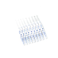 Aiguilles à tricoter en porcelaine bleu blanc, ensemble de crochet en aluminium, 9 pièces, nouveauté, pull poignée en plastique, bleu et blanc