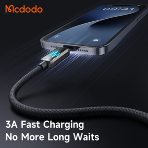 Cáp sạc nhanh USB Mcdodo 525 3A, cáp dữ liệu điện thoại, vỏ kim loại, bện, đèn LED hiển thị tốc độ sạc dành cho iPhone - Product Image 3