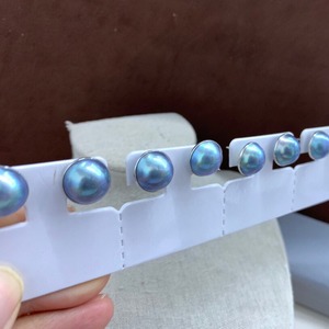 Pendientes de Perlas Mabe Azules Mabei World, Chapados en Oro de 18K, Platino, Forma Redonda, Perla de Agua Salada, Clásicos para Mujer, Uso Diario - Product Image 3