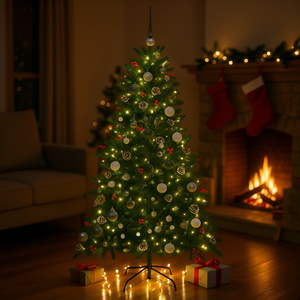 Arbre de Noël artificiel National Tree Company, 70,87 pouces, vert, avec 300 lumières LED blanc chaud, commande manuelle, arbre en plastique - Product Image 2