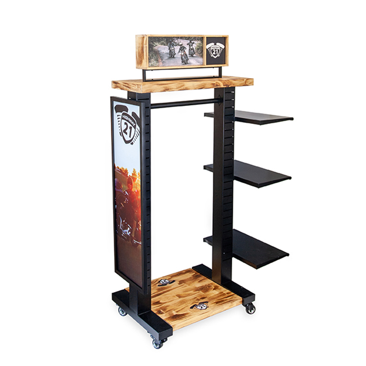 Hot Selling Retail Store Wooden Cabinet Rotative Display Rack Boutique Clothing Racks With Custom Logo — view 4