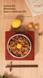 Olla coreana de granito natural para arroz, sopa y bibimbap con bandeja de madera, ¡la más vendida! - Product Image 5