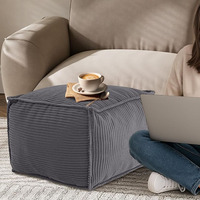 Pouf carré rembourré en velours côtelé, repose-pieds, tabouret de sol, avec rembourrage en mousse épaisse et douce pour salon
