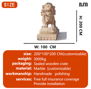 Estatua de León de Boca Abierta en Mármol Rojo Atardecer, Estilo Moderno y Personalizado, Escultura de León Macho para Decoración de Entrada de Villa al Aire Libre - Product Image 2