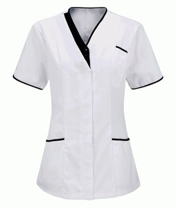 Venta al por mayor Popular Peluquería SPA Salón de uñas Uniforme Terapeuta Cuello en V Cuidadores Uniforme Enfermería Túnica Top - Product Image 3