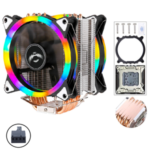 QiuzAim Computer 6 Heat Pipe 120mm <span class=keywords><strong>CPU</strong></span> <span class=keywords><strong>Cooler</strong></span> con 2 ventole RGB silenziatore aria illuminata per schede madri E5 2011x99x79 - Product Image 1
