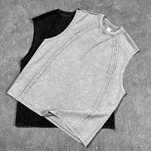 เสื้อกั๊กแขนกุดผ้าบาติกเย็บปะติดขอบ275กรัมย้อมสีในเมืองแบบวินเทจ - Product Image 3