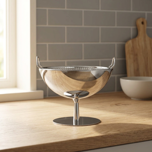 Bol de service rond en métal poli avec support, centre de table moderne pour fêtes, décoration d'intérieur - Product Image 1