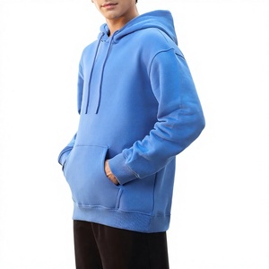 เสื้อฮู้ดผู้ชายสีพื้น ทรงปกติ ผ้าฝ้ายฟลีซ 100% หนัก 300 กรัม สวมใส่สบายในฤดูหนาว ป้องกันขนร่วง มีกระเป๋า - Product Image 5