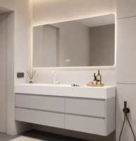Comptoir de salle de bain moderne en pierre frittée avec lavabo intégré, personnalisable et intelligent, pour appartements et hôtels, direct usine