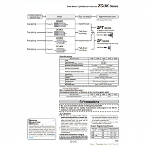 ZCDUKC10-15D de vérin à montage libre SMC Pneumatics pour applications sous vide - Product Image 1