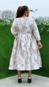 Vestido de Fiesta Vintage de Talla Grande para <span class=keywords><strong>Mujer</strong></span>, Manga Larga, Estampado Floral, Largo hasta la Pantorrilla, Cintura Natural, ODM, Ropa Elegante - Product Image 6