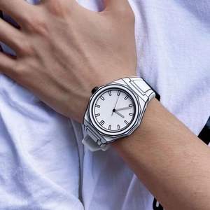 Línea de moda pintura <span class=keywords><strong>Manga</strong></span> diseño Octágono silicona reloj de cuarzo para hombres relojes de pulsera al por mayor Relojes Hombre - Product Image 5