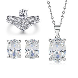 High Carbon Diamond Jewellery <b>Sets</b> for Women Cubic Zirconia Necklace <b>Earring</b> Ring <b>Sets</b> Bridesmaid Jewelry <b>Set</b> - Product Image 1
