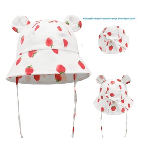 Nouveau <span class=keywords><strong>chapeau</strong></span> de pêcheur rayé pour bébé, en coton pur, respirant, coupe-vent, avec motif d'ours de dessin animé, pour enfants de 1 à 3 ans, imprimé de fruits et de fleurs, <span class=keywords><strong>chapeau</strong></span> de soleil - Product Image 1