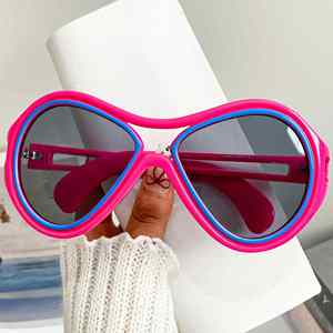 Logo Custom 2026 Unique Hollow Big Frame Sun Glasses UV400 Gradient Shades Double Bridges Pilot <b>Sunglasses</b> for Women - Product Image 1
