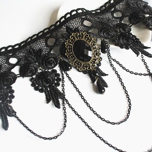 Conjunto de Collar y Pulsera de Estilo Gótico Punk Victoriano para Mujer, Collar de Encaje con Colgante, Gargantilla de Cristal - Product Image 4