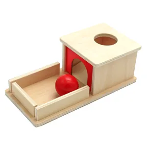 Caixa de permanência de objetos novos produtos, w/bandeja criança, cubo de madeira, brinquedo educativo, aprendizagem
