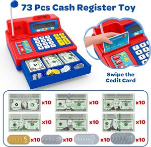 Caisse enregistreuse jouet EPT Supermarket avec microphone à son réel, calculatrice et cartes de crédit pour enfants - Product Image 3