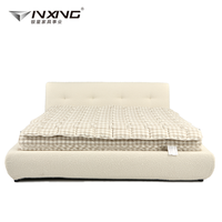 OEM Modernes Weißes Stoffbett mit Edelstahl-Panel-Design Komfortables & Langlebiges Kingsize-Bett für Schlafzimmermöbel