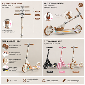 Patinete Eléctrico <span class=keywords><strong>de</strong></span> Dos Ruedas <span class=keywords><strong>de</strong></span> 8 Pulgadas, Plegable Rápido, <span class=keywords><strong>Diseño</strong></span> Moderno con Ruedas <span class=keywords><strong>de</strong></span> PU, Estilo Surf para Niños - Product Image 1