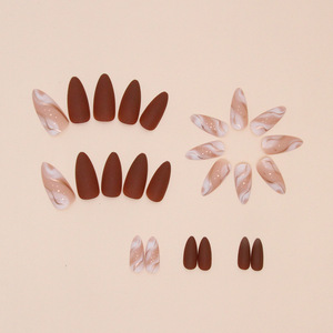 Ongles à Pression <span class=keywords><strong>de</strong></span> Haute Qualité, Prix <span class=keywords><strong>de</strong></span> Gros, Courtes, Couleur Café, <span class=keywords><strong>Faux</strong></span> Ongles Ombrés Courts Cercueil, Ongles Artificiels - Product Image 3