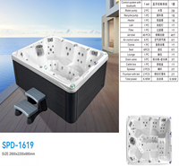 Spa extérieur de luxe en acrylique, 6 places, 1 chaise longue, bain à remous avec système de contrôle Bluetooth
